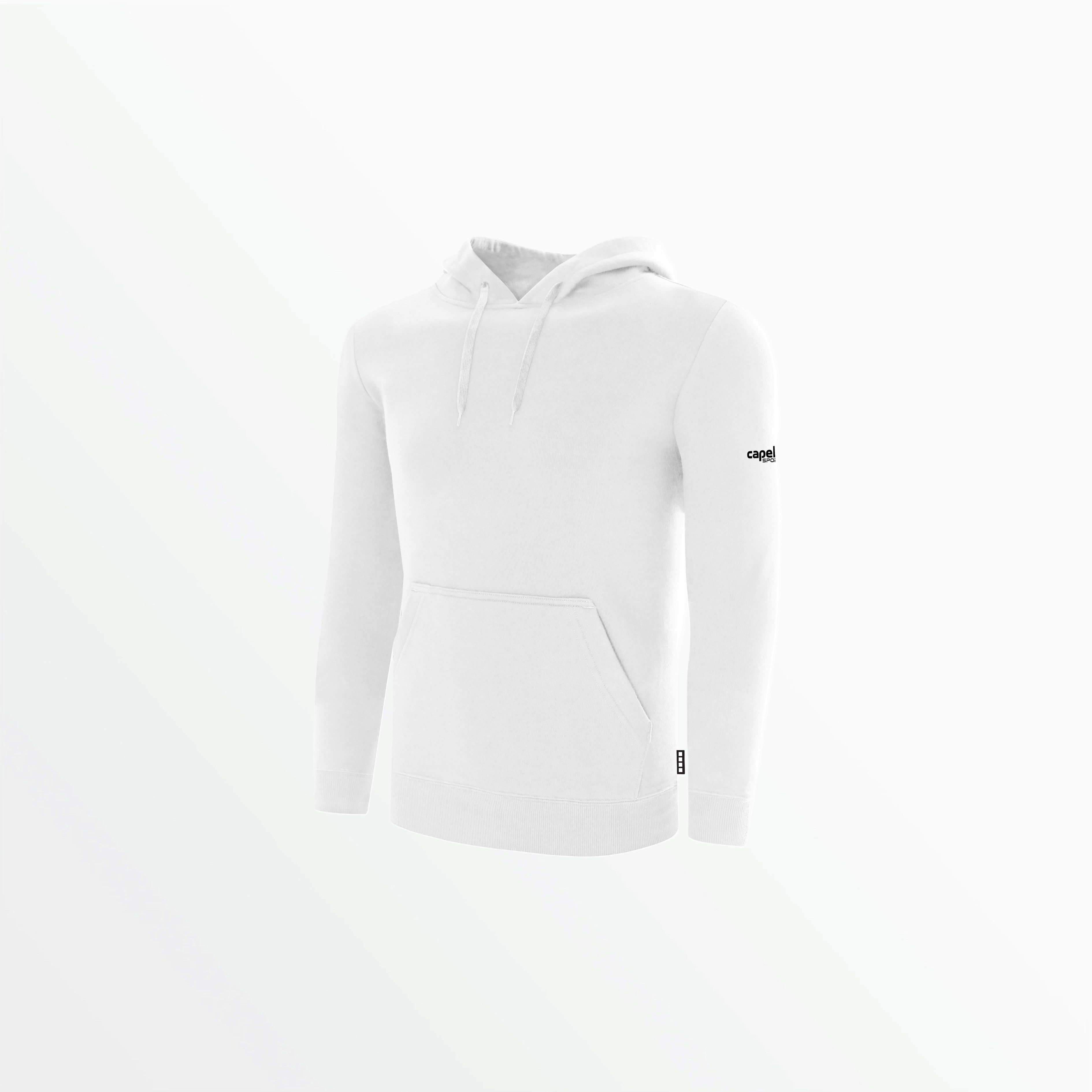 BASICS fleece pullover hoodie w/ sleeve logo
